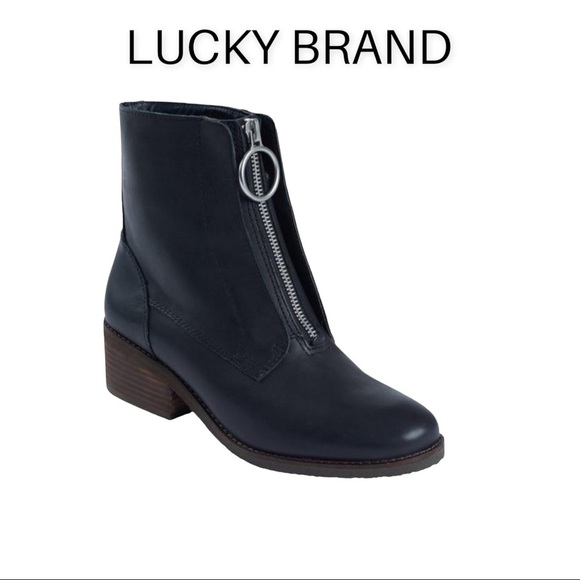 NIB Lucky Brand Tibly 6 black leather combat boot - Picture 1 of 7